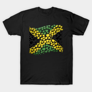 Heart shapes Jamaica Flag colors colours Jamaican T-Shirt